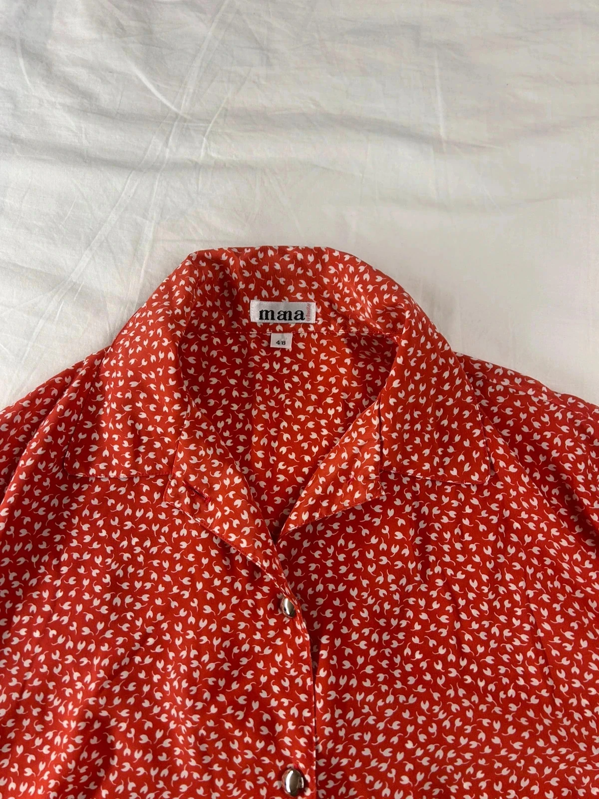 Rode vintage mana blouse met witte patronen – photo 6